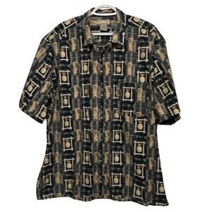 Natural Issue Men's Blue Tan Pineapple Short Sleeve Button Up Shirt Size 2XLT